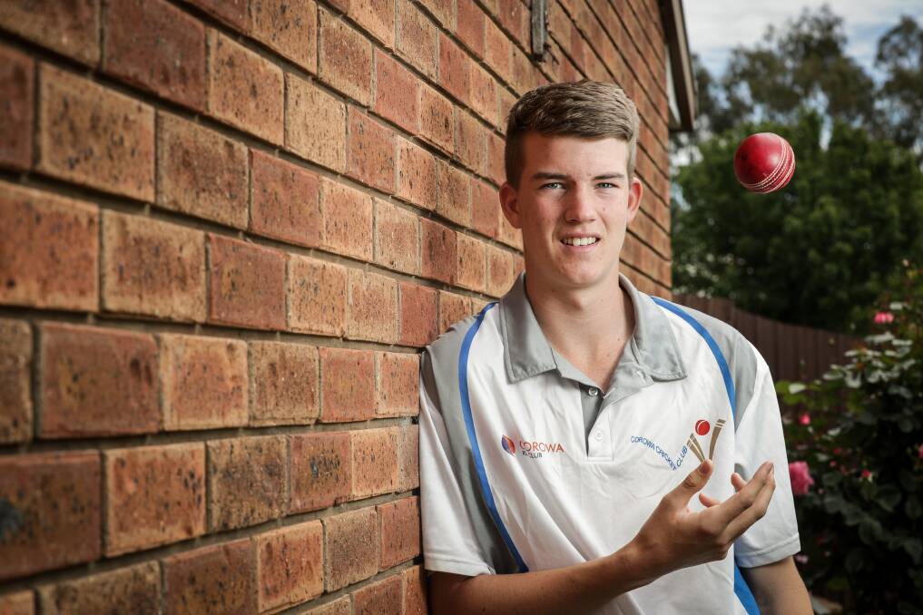 TOP OF THE POPS: Corowa's Brady Bartlett starts his VCE on Wednesday, but has still found time to grab a stack of wickets. Picture: JAMES WILTSHIRE