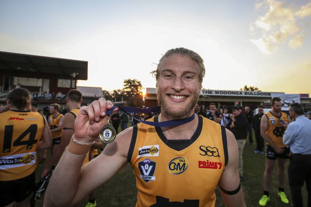 JUBILANT JONO: Jono Spina won the Norm Minns Medal as O and M's best player after racking up 24 touches in defence.