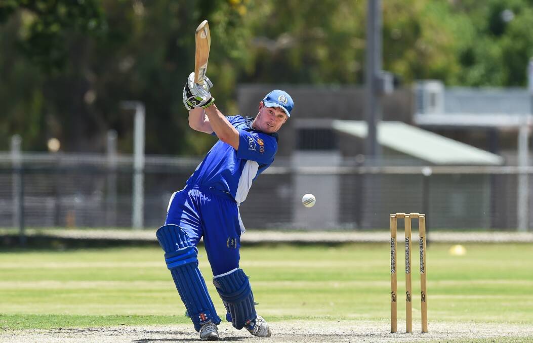Albury's Kade Brown hammers the ball through the covers against St Patrick's last season. Nicknamed 'Pup, he will look to combine footy and cricket in 2021.