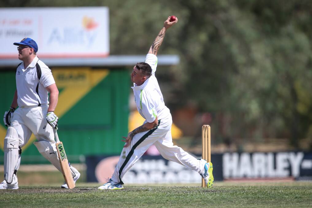 CAW's Haydyn Roberts bowls against Yass in the O'Farrell Cup.