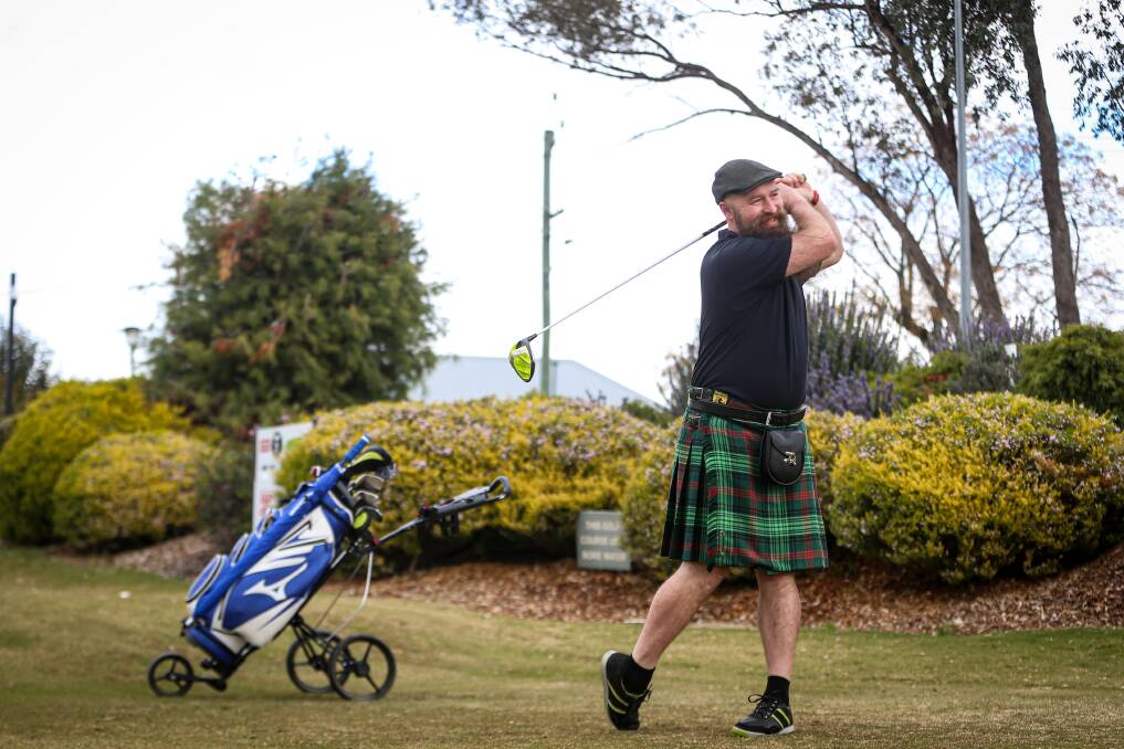 FORE: James Ross reckons as a golfer, he's a good music teacher. He's been wearing a kilt since last year to raise awareness of mental health. Picture: JAMES WILTSHIRE