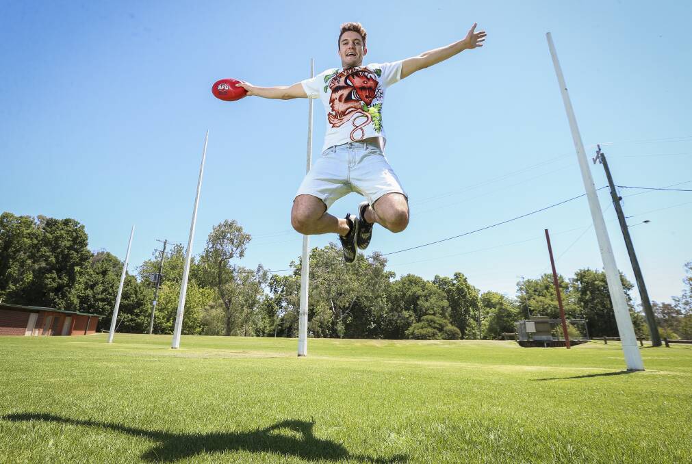 OH WHAT A FEELING: The Border's Ben Vile is delighted
after gaining a 12-month position with the
AFL in Papua New Guinea. Picture: JAMES WILTSHIRE
