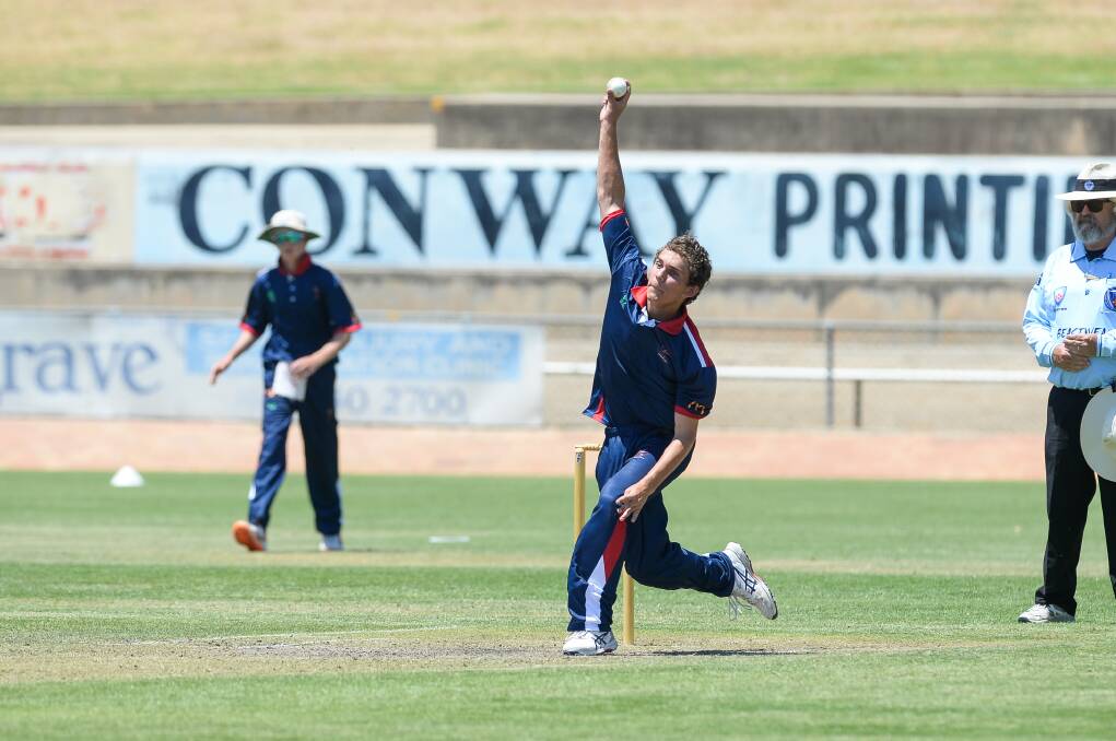SEARCHING: Western's Kieran Rosenbaum strives for a wicket during Riverina's innings of 9-244. Rosenbaum finished with 0-16 from two overs.
