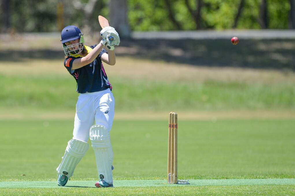LEG SIDE: Wagga's Alicia Donohue hits the ball to the on-side in her team's loss to CAW in the first of their two games on the opening day of the Country Week carnival.