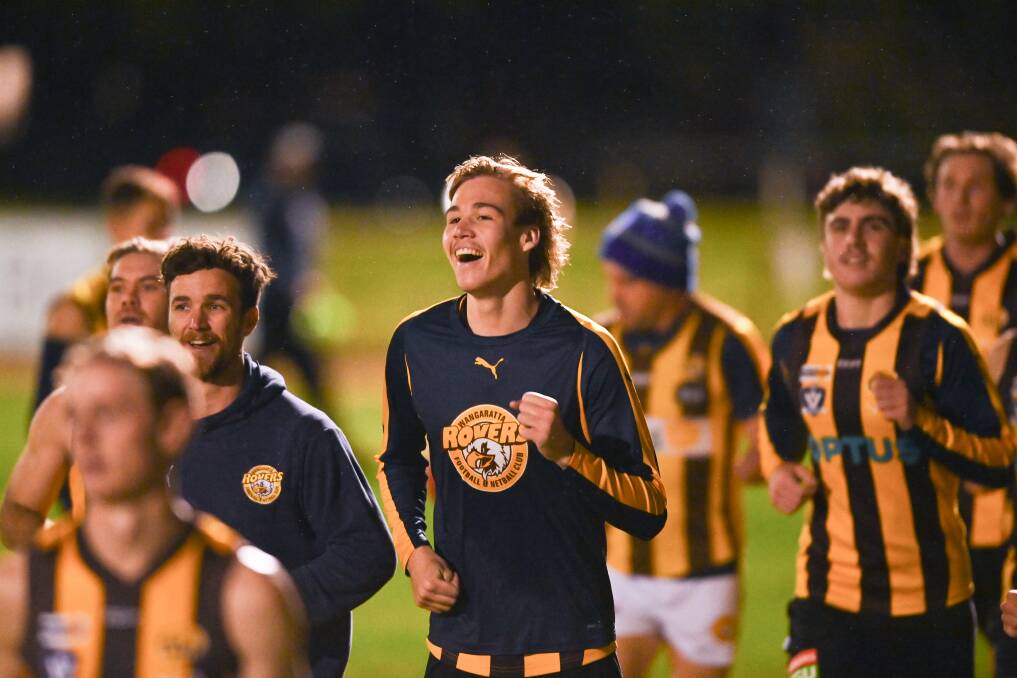 HAPPY HAWK: Youngster Jace McQuade (centre) has been terrific in Rovers' five wins from their last seven matches, with another big game against Albury. Picture: MARK JESSER