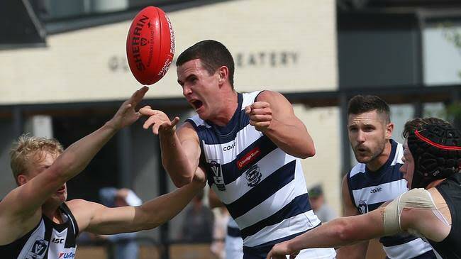 Jye Cross spent time in Geelong's VFL system, but starred for Leopold in the Geelong Football League.
