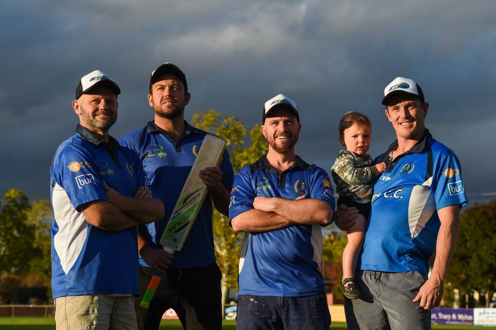 Albury's Alex Popko (second from left) destroyed St Patrick's with a 140-run opening stand against St Patrick's.