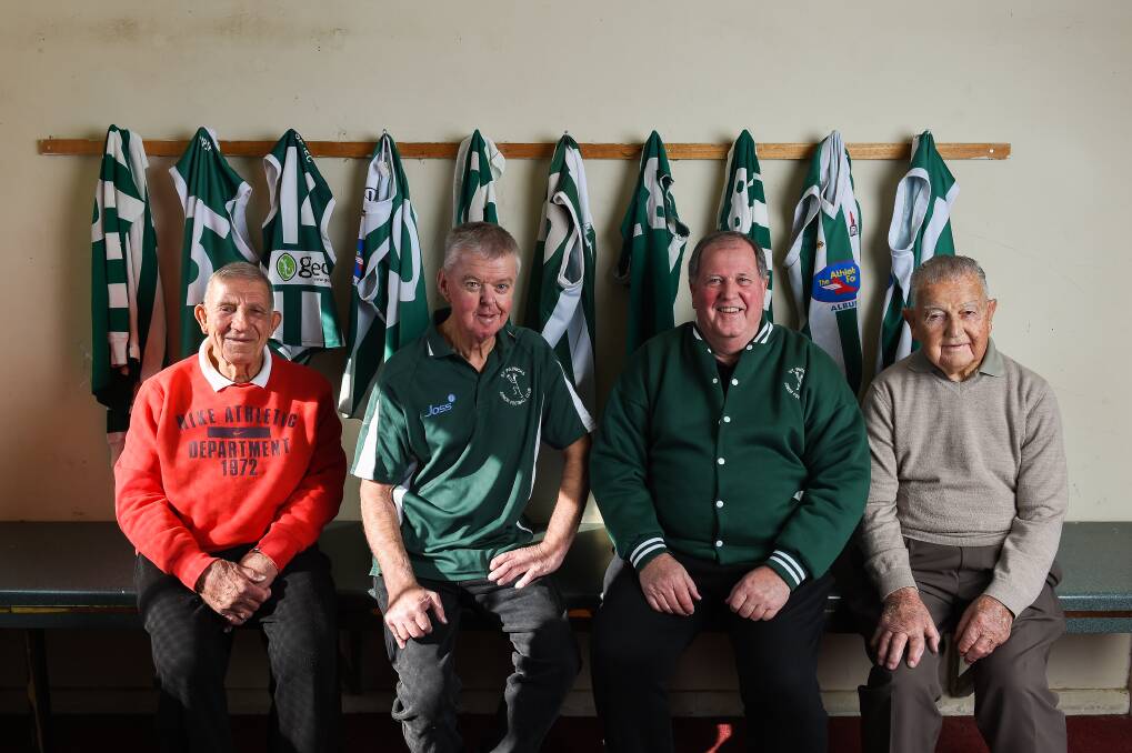 Norm Wighton (right) was St Patrick's Junior Football Club's oldest living life member, prior to last July's 100-year reunion. Wighton passed away last Friday.