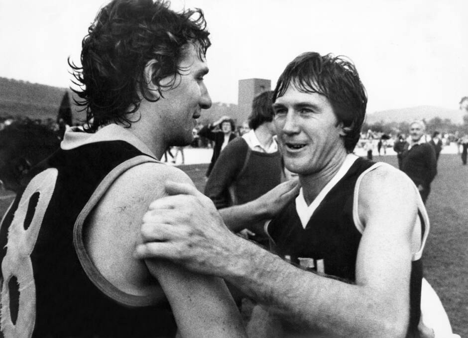 Doolan and Wodonga coach David McLeish in 1981.
