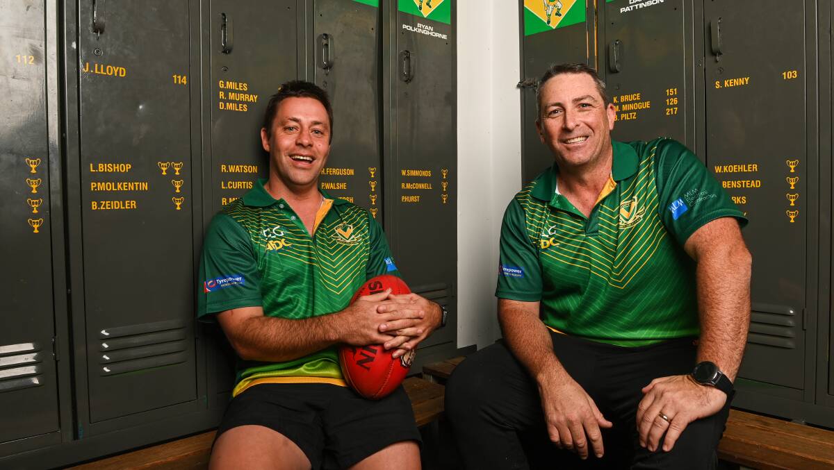 ALL SMILES: Clint Gilson and Corey Lambert will co-coach for the
first time this weekend against Lavington. Picture: MARK JESSER