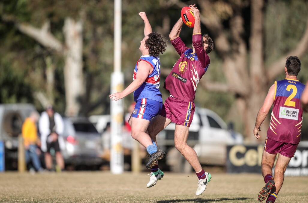 Jared Brennan in action for Wahgunyah this season after he made a one-off appearance for the Tallangatta league club. Picture by James Wiltshire