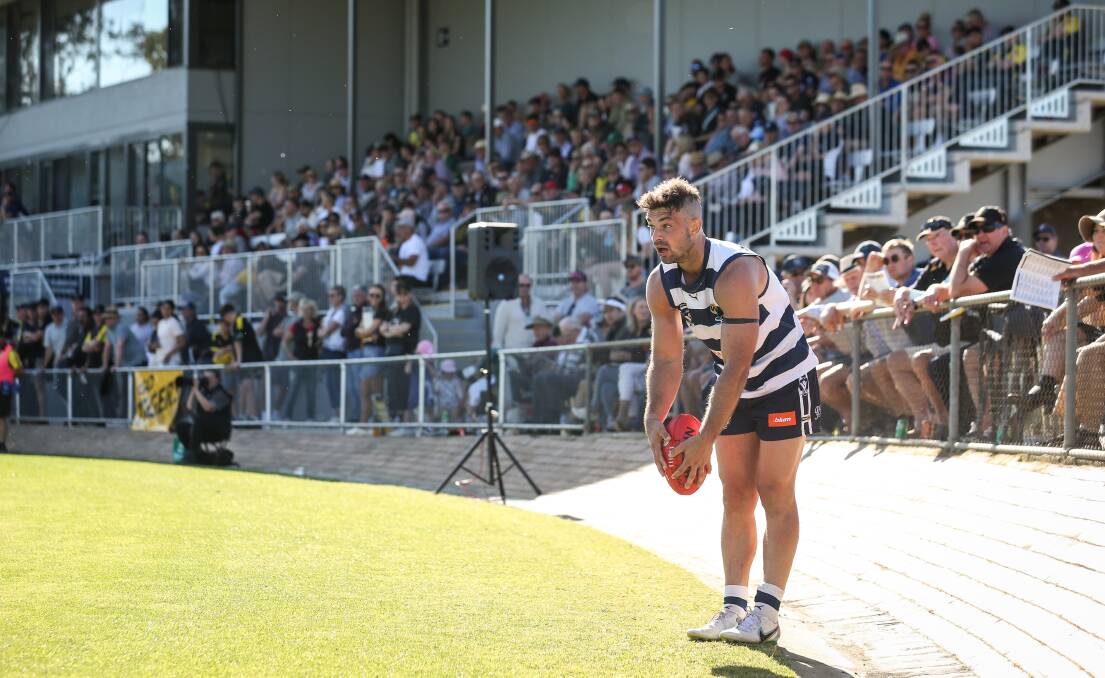 Conway in action for Yarrawonga during the recent grand final against Albury.