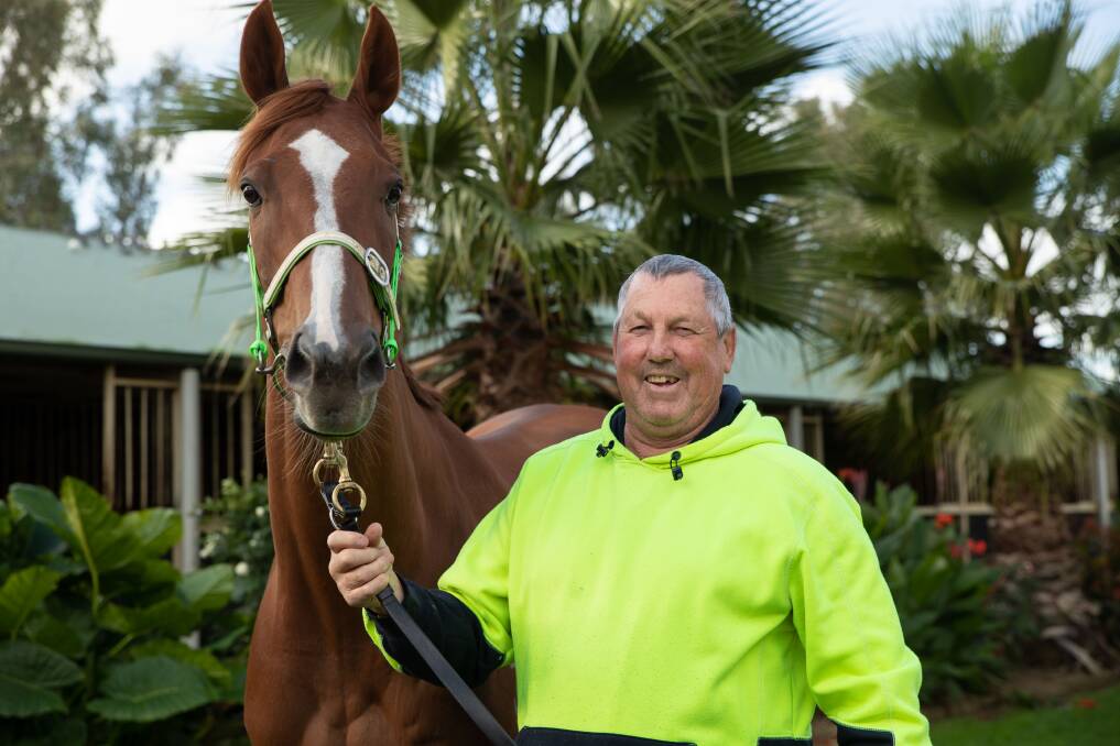 Wagga trainer Gary Colvin with is stable star Another One who will target the Wodonga Gold Cup for the second year in a row. Picture by Daily Advertiser