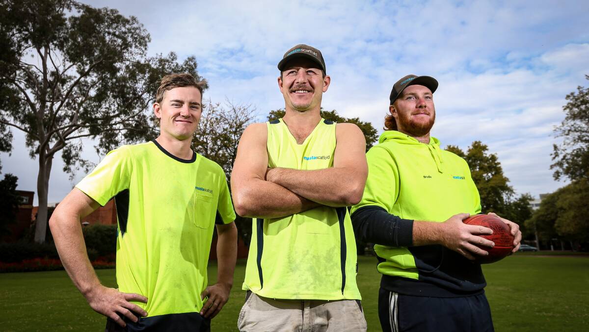 SWANS TRIO: Chiltern's Chris Anderson, Caleb Boxall and Brodie Oates are looking forward to the challenge of Kiewa-Sandy Creek on the weekend. Picture: JAMES WILTSHIRE