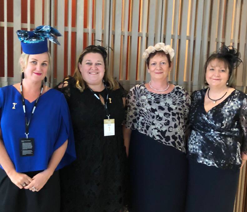GET TOGETHER: Verity Dyordyevic, Alison Merrall, Marg Hall and Bernadette Murray at Flemington on Melbourne Cup day.