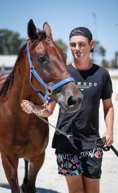 CUP CHANCE: Halle Maruia with stable hand Baily Scott ahead of Saturday nights Albury Pacers Cup. Picture: JAMES WILTSHIRE