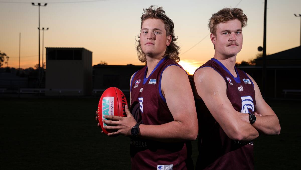 HEY BRO: Lachie and Riley Knobel have been filling key posts for the Lions this year who sit in sixth spot with a 3-4 record. Picture: JAMES WILTSHIRE 