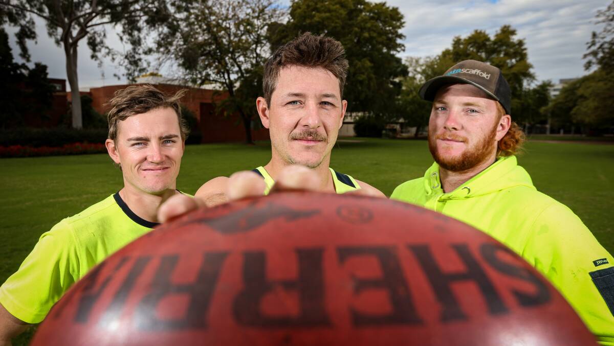 SWANS TRIO: Chiltern's Chris Anderson, Caleb Boxall and Brodie Oates will be striving to produce an upset win against Kiewa Sandy-Creek on the weekend. Picture: JAMES WILTSHIRE