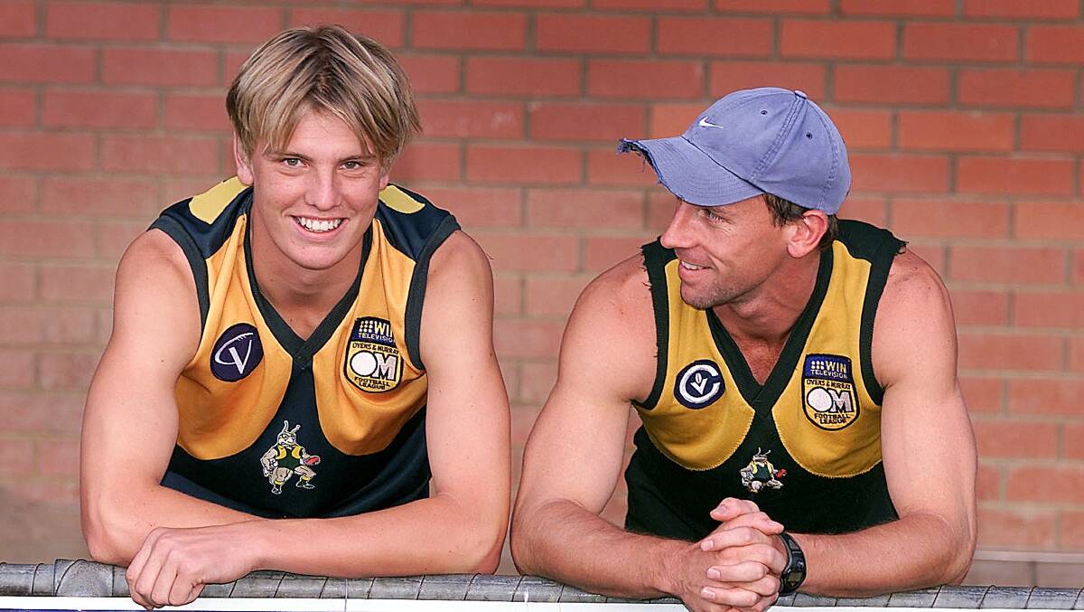 YOUNG GUN: Adam Prior alongside Phil Maunder it 2003 when he debuted for the Hoppers as a 16-year-old.