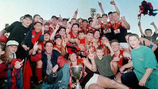 Wodonga Raiders celebrate their 1998 flag triumph.