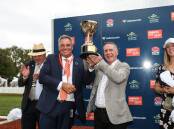 Commercial Club president Greame Edgar with the Albury Gold Cup last year after the win of the Rob Hickmott-trained Beltoro.