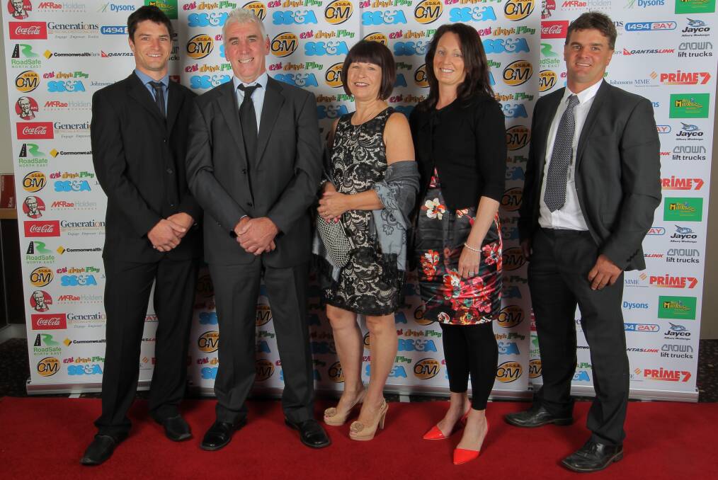 BIG NIGHT: Joel Mackie, his father, Rob, mother, Joy and Tim and Jessica Scott at the Morris medal in 2012.