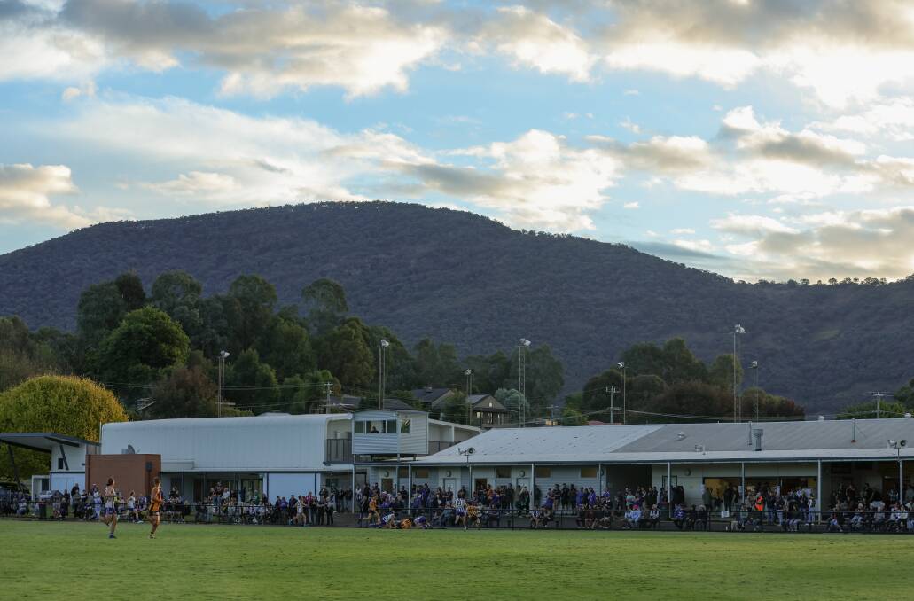 There was a bumper crowd at Coulston Park on Saturday night to witness the only night match of the TDFL season between Kiewa-Sandy Creek and Yackandandah. Picture by James Wiltshire