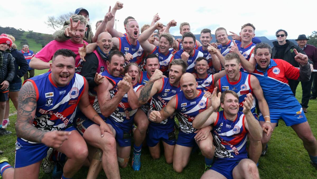 PREMIERS: Bullioh players celebrate this year's grand final victory over Cudgewa.