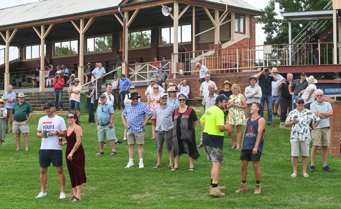 Some of the crowd at the Corowa meeting on Tuesday. Picture by Mark Jesser