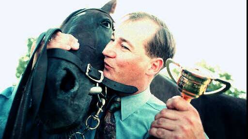 WINNERS: O'Prey with Baby Bomber after their Albury Gold Cup triumph in 1997.