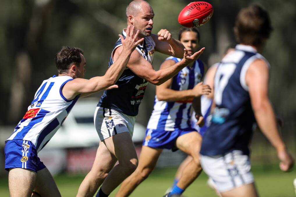 Hodgkin in action for the Blues in a pre-season practice match against Corowa-Rutherglen.