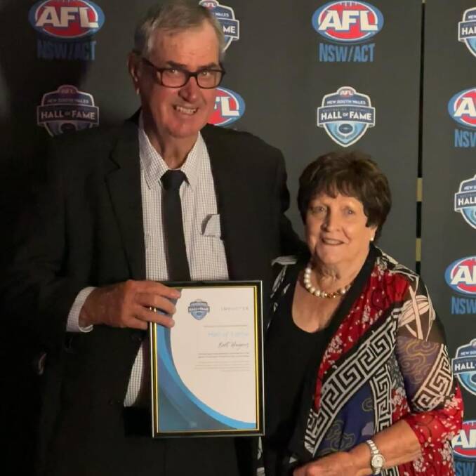 Haynes with his wife Maree who are also both life members of the Holbrook Football-Netball Club.