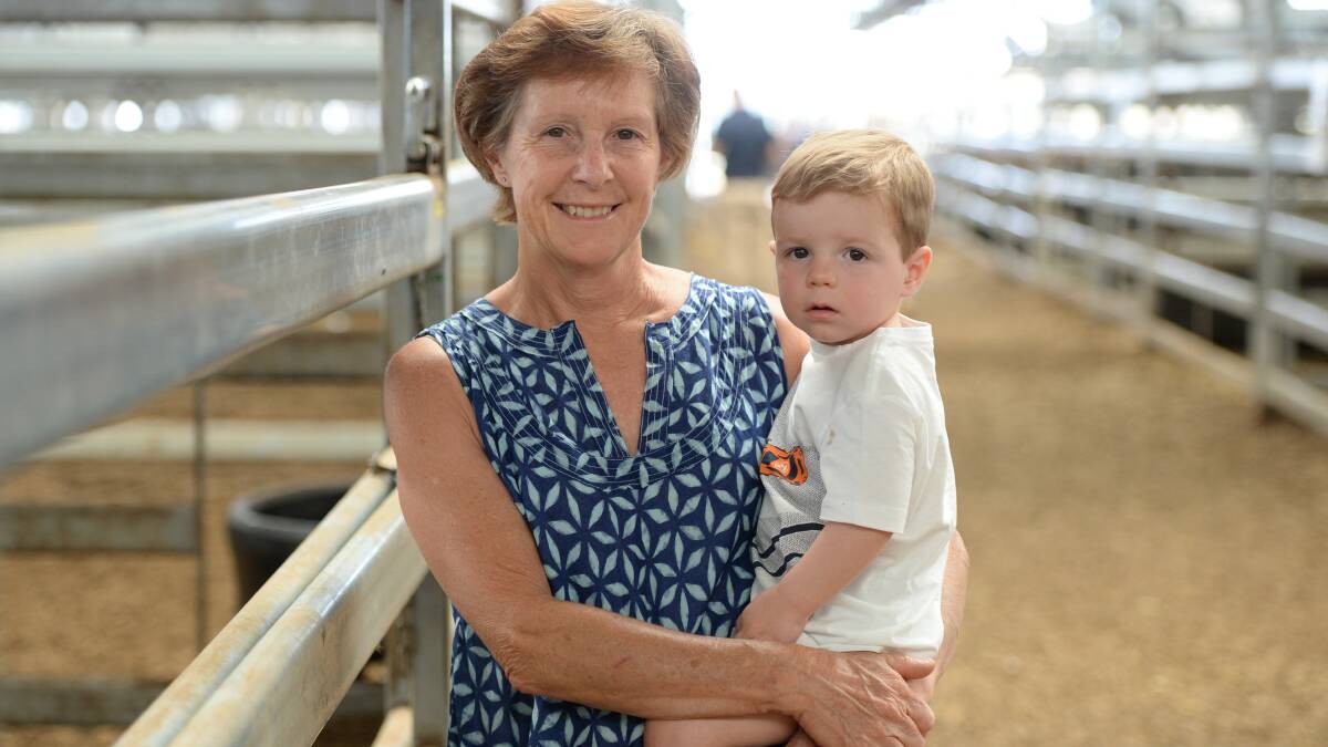 FAMILY TIME: Henry Butko, 2, and grandma Carolyn Butko from Wodonga at the Barnawartha cattle sales on Friday. Pictures: MARK JESSER