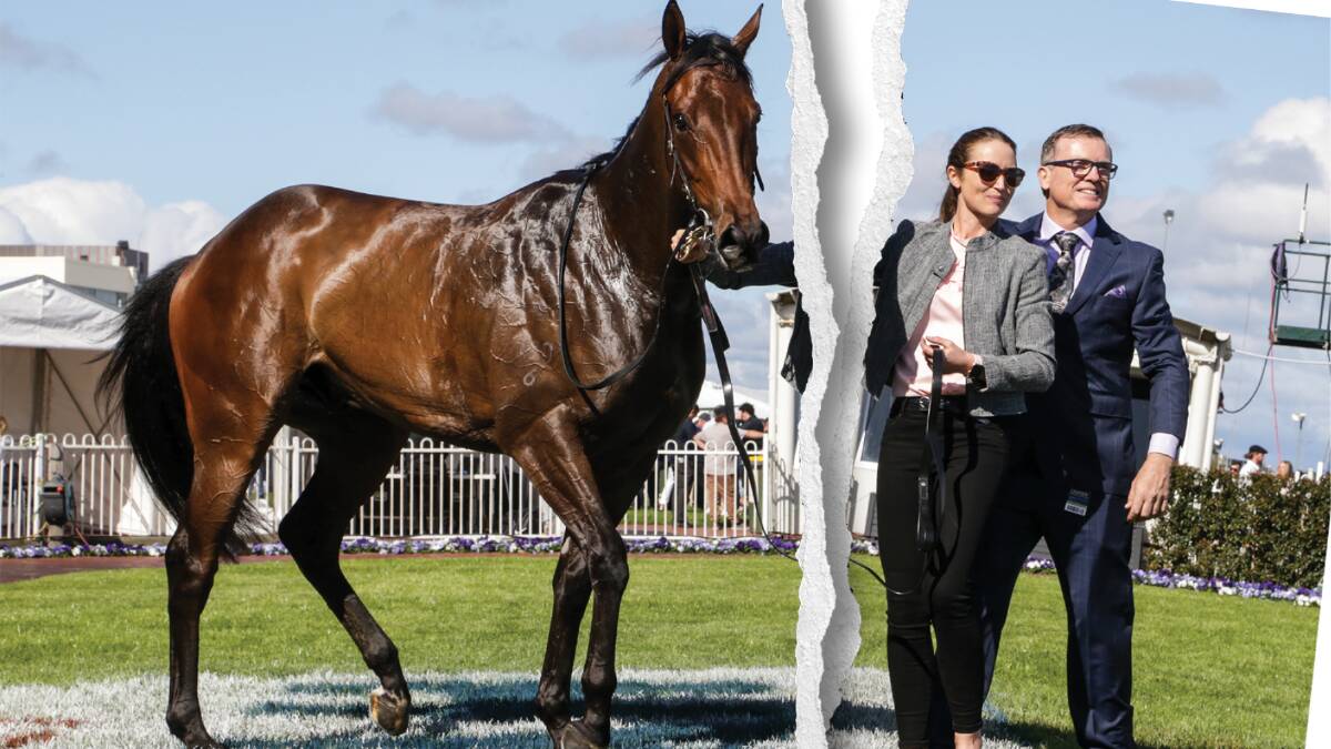 BAD BLOOD: Trainer David Vandyke and his partner Emma Lehmann with Alligator Blood in happier times. Picture: RACING PHOTOS