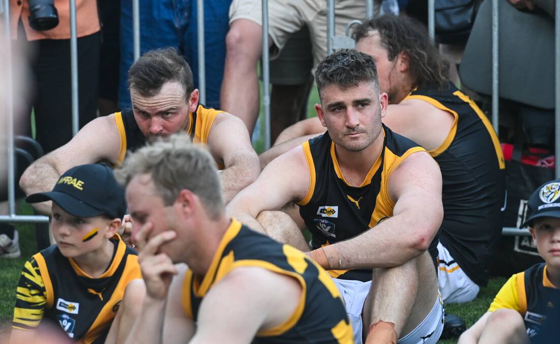 Anthony Miles feels the pain of defeat after this year's narrow loss to Yarrawonga in one of the best O&M grand finals of the modern era.
