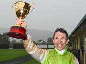 Leading jockey Danny Beasley with the Wodonga Gold Cup he won aboard the Gary Colvin-trained Another One last November.