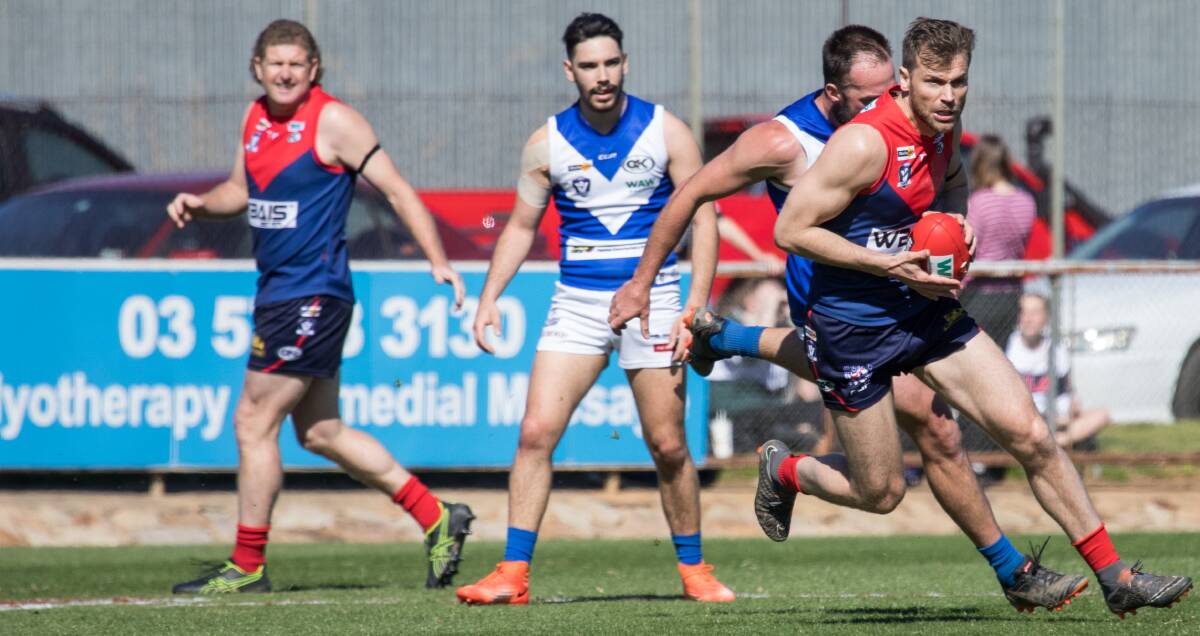 BIG BAG: Milawa spearhead Cleve Hughes helped himself to 10 goals in the Demons' big win over Tarrawingee on the weekend.