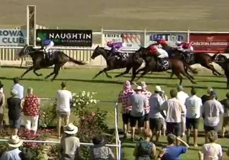 BIG WIN: The Norm Loy-trained Takissacod winning the Corowa Cup earlier this month.