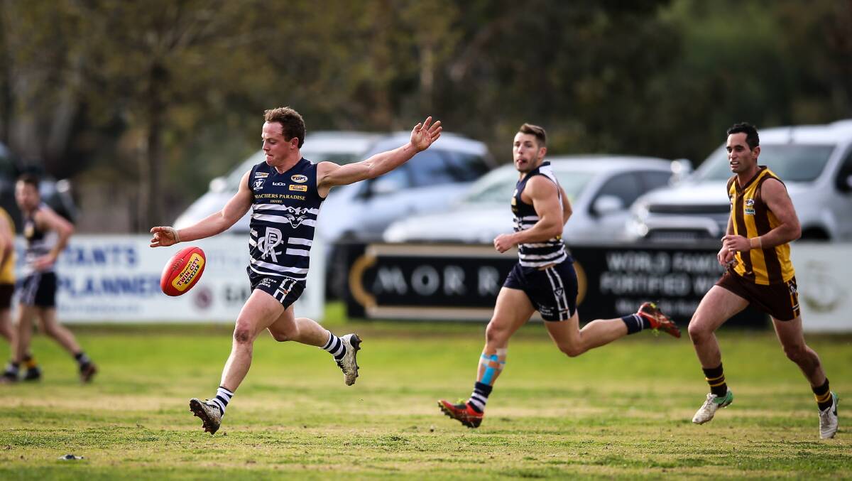 DANGEROUS DAMIEN: Rutherglen co-coach Damien Wilson is enjoying another outstanding season. The Cats ball magnet will no doubt be on the recruiting radar of several O&M clubs.