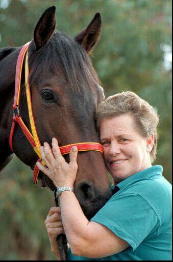 Aalbers in 1996 with one of her horses.