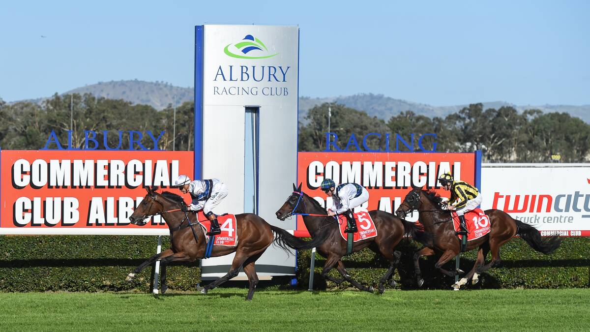 BIG WIN: The Ron Stubbs-trained Spunlago winning the Albury Gold Cup in March with Mathew Cahill aboard.