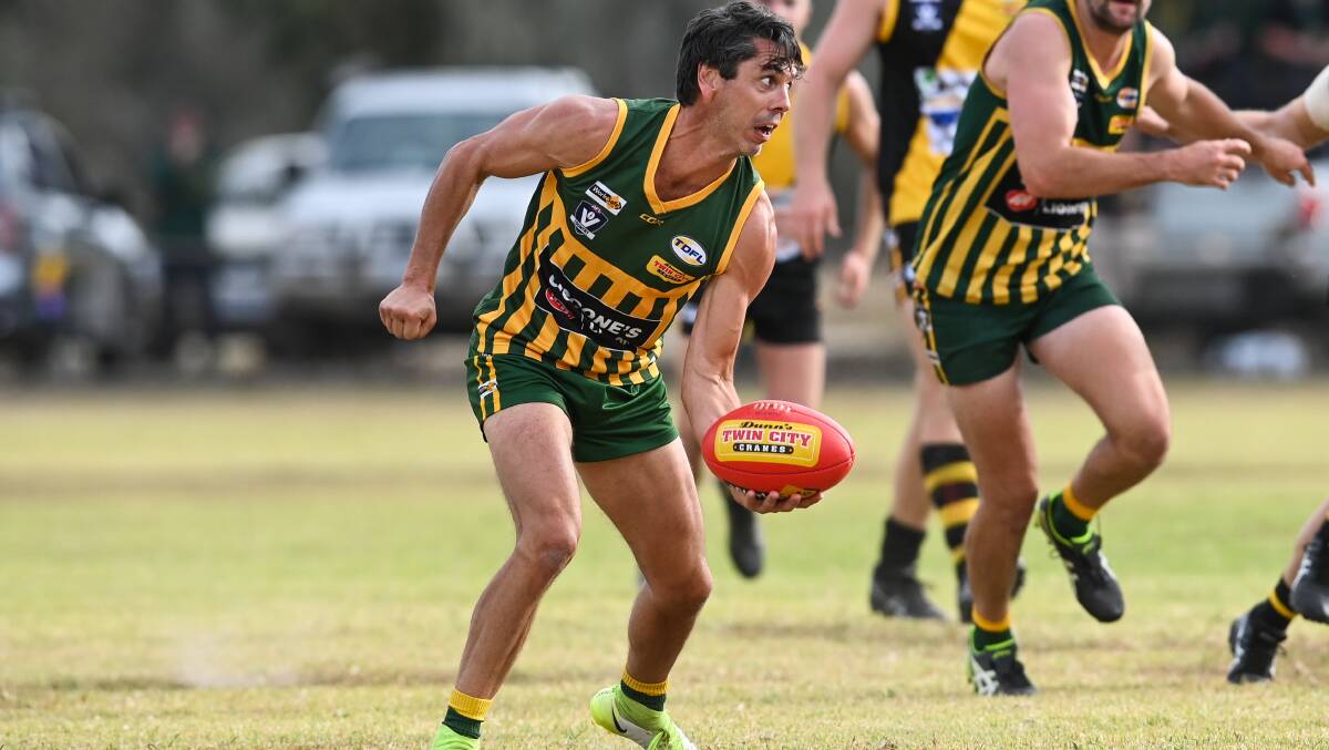 GONE: Ben Hollands has ruled out playing for Tallangatta again this year. Hollands produced several glittering displays for the Hoppers last season despite running around as a 43-year-old.