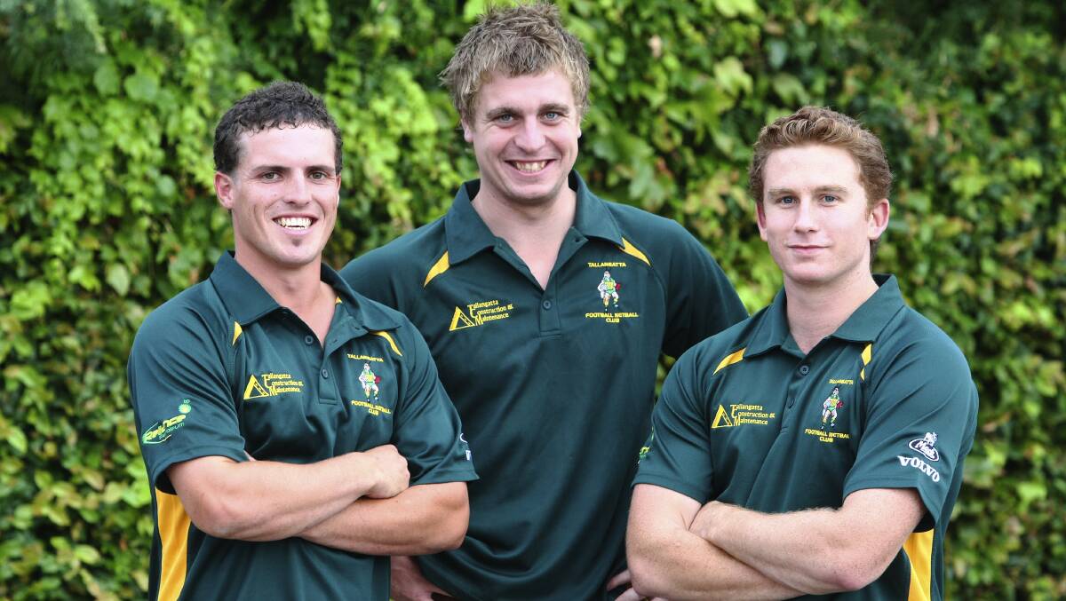 FLASHBACK: Tallangatta coach Tyson Smith (left) and Jack Russell (middle) in 2010.