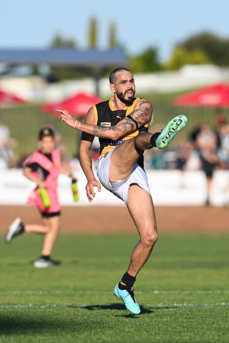 Former AFL player Jeff Garlett missed a set shot in the final minute which would have won Albury the game. Picture by Mark Jesser