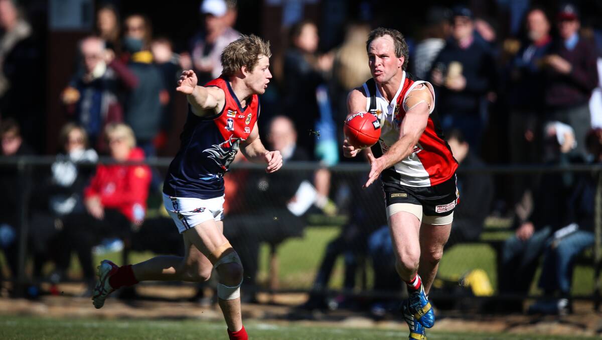 INJURED: Myrtleford star Brad Murray is set to miss for a second week in a row against Wangaratta with an abductor strain.