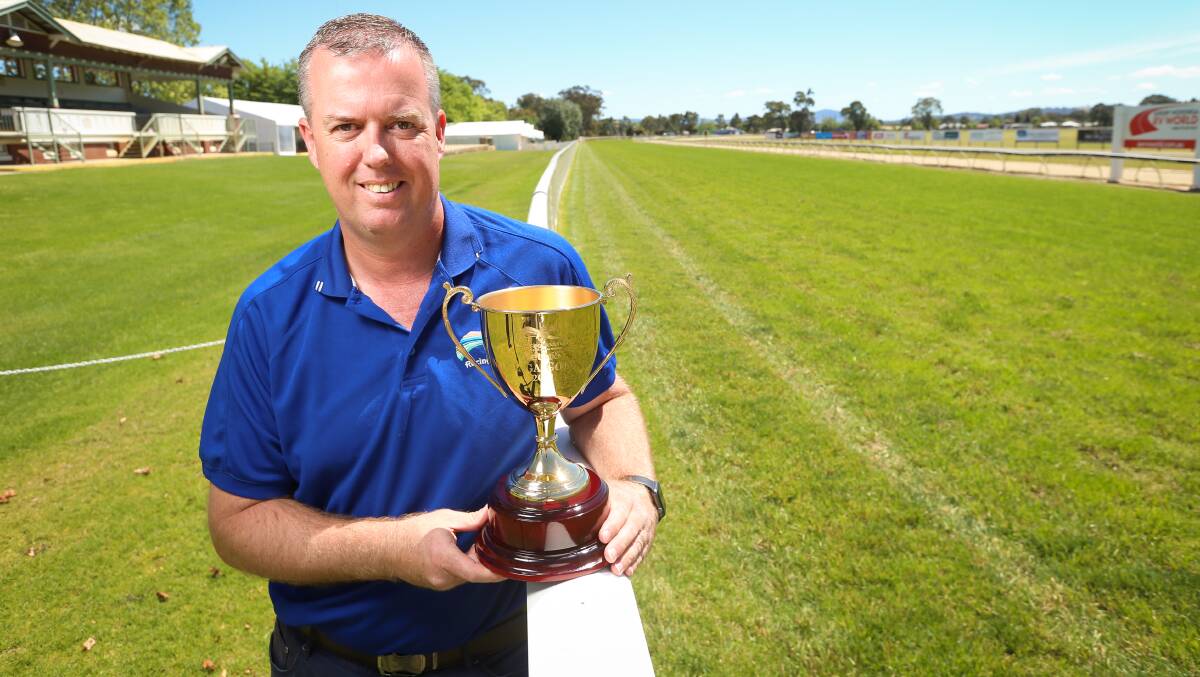 Racing Wodonga general manager Steve Wright with the Gold Cup.