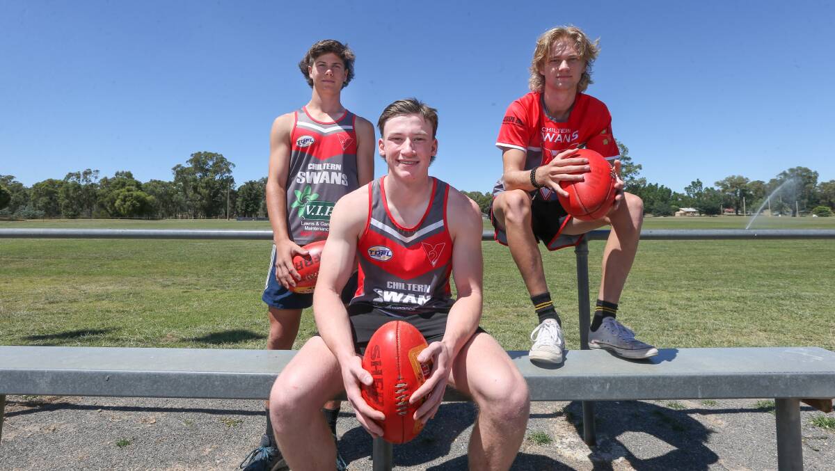 YOUNG SWANS: Chiltern teenagers Ashton Brookes, Nick Stephens and Dylan Van Klaveren have been training hard and are expected to be given senior opportunities this season. Picture: TARA TREWHELLA