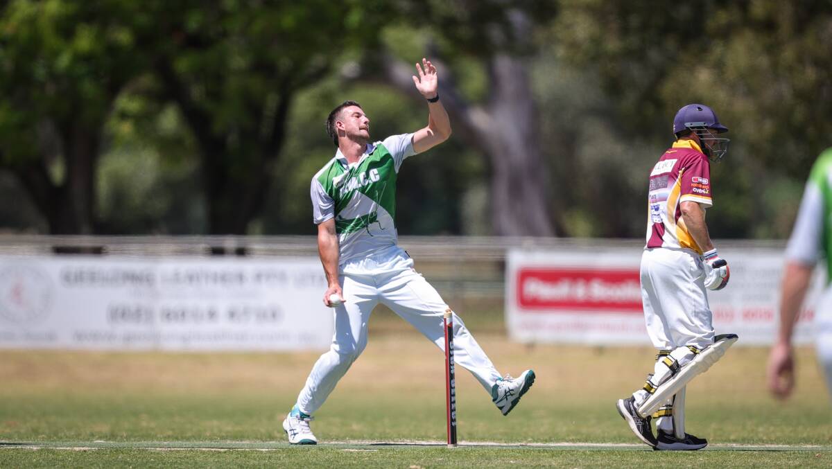 Mitch Lauritzen in action for Walla in their away clash against Culcairn on Saturday. Lauritzen helped clean up the Lions' tail taking the impressive figures of 4-19 from six overs. Picture by James Wiltshire