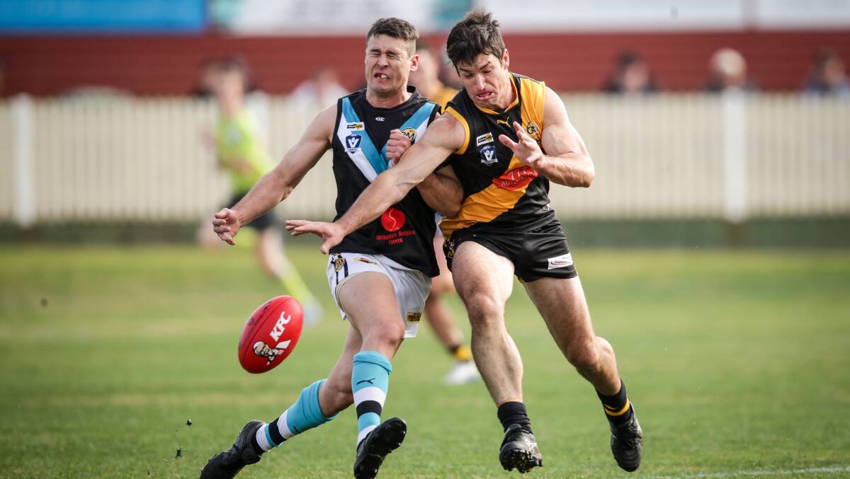 TOUGH TIGER: Dual Morris medallist Joel Mackie enhanced his reputation after booting three last-quarter goals while injured on Saturday. Picture: JAMES WILTSHIRE