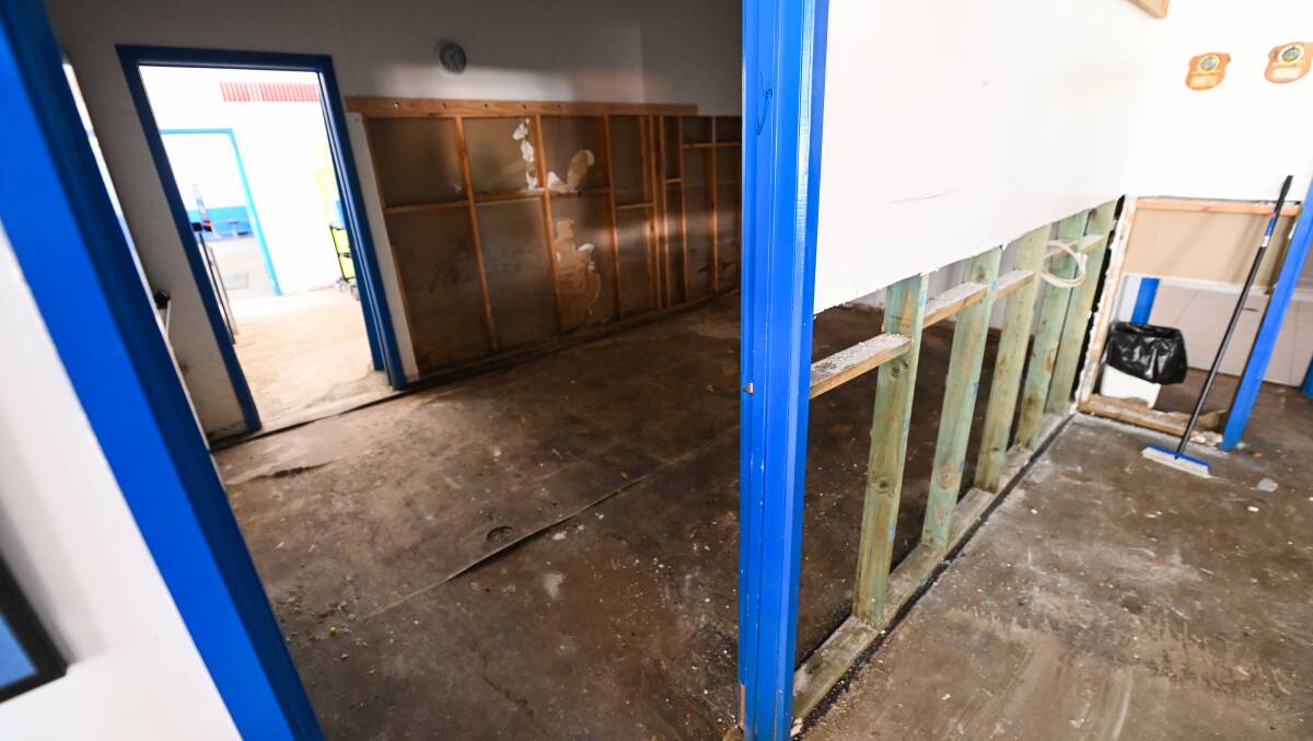 The flooring and plastering were badly damaged in the floods.